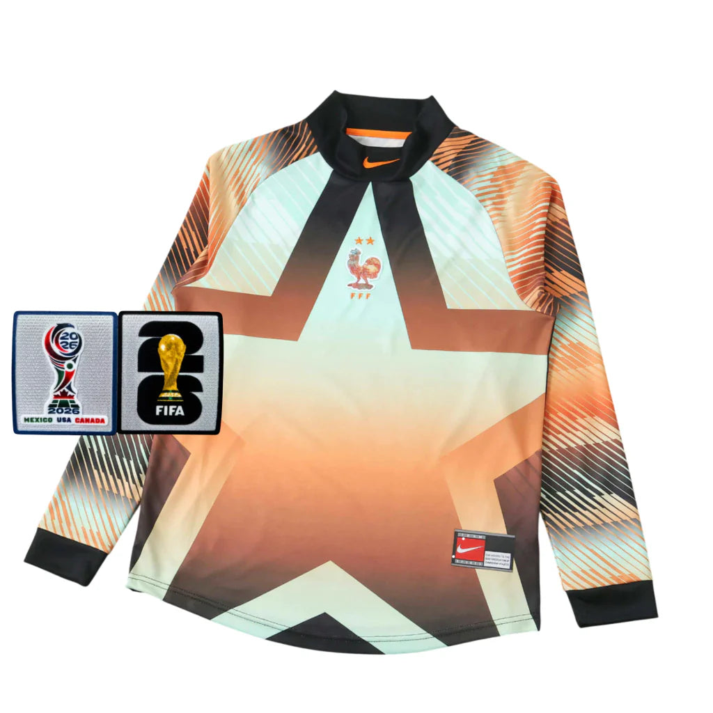 Camisola França guarda redes manga longa Copa do Mundo 2026 - laranja/verde