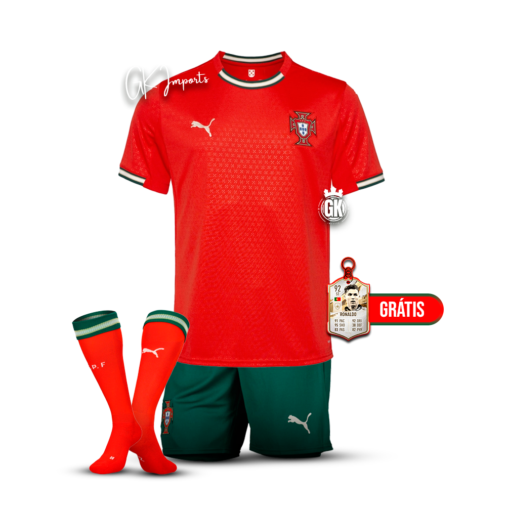 Conjunto infantil Seleção Portugal vermelho principal 2025