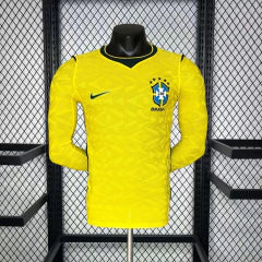 Camisola Seleção Brasil MANGA LONGA  principal Copa do Mundo 2026 PLAYER amarela -