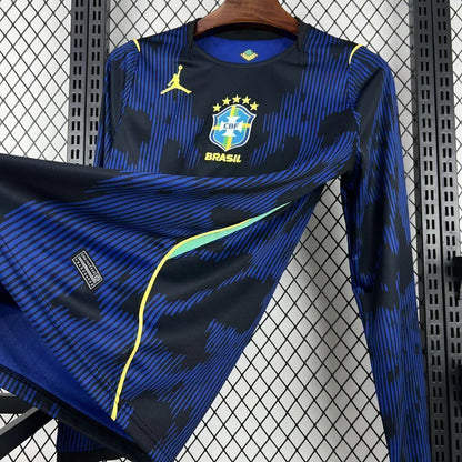 Camisola Seleção do Brasil MANGA LONGA alternativa azul - Copa do Mundo 2026