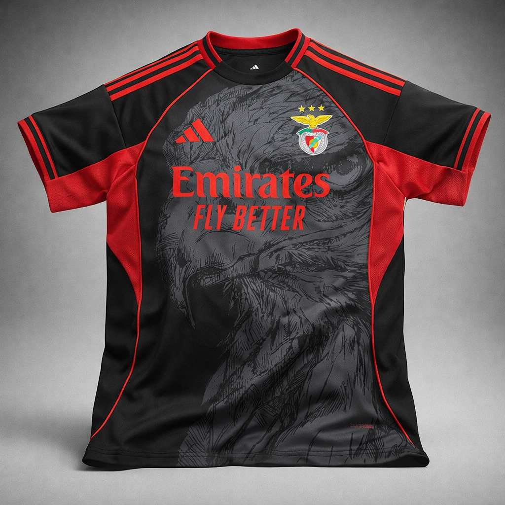 Camisola Águia concept exclusiva preta e vermelha 2026/27 - LANÇAMENTO