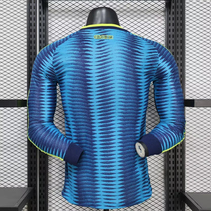 Camisola Seleção do Colômbia MANGA LONGA alternativa azul PLAYER - Copa do Mundo 2026