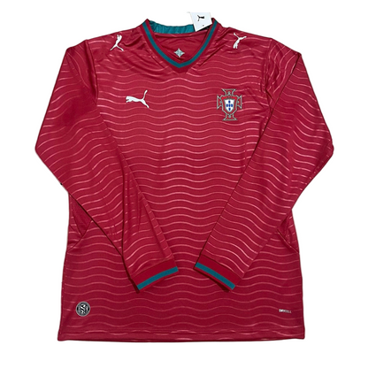 Camisola Seleção Portugal MANGA LONGA principal copa do mundo 2026 vermelha