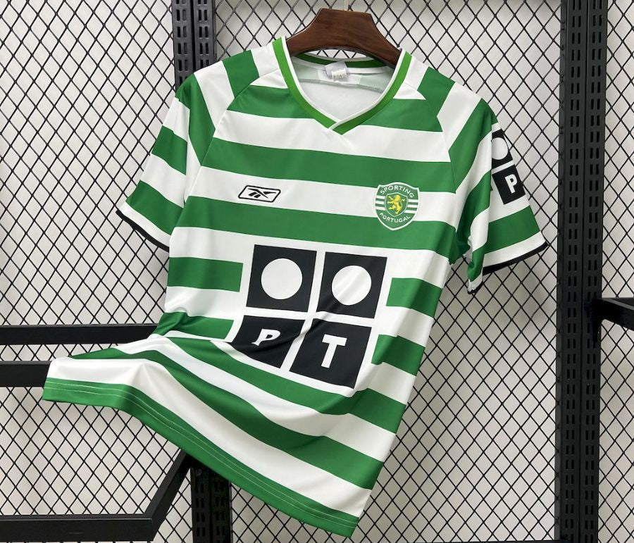 Camisola retrô principal 2003/04 verde e branca