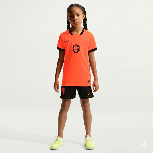 Conjunto infantil da Holanda principal laranja COPA DO MUNDO 2026