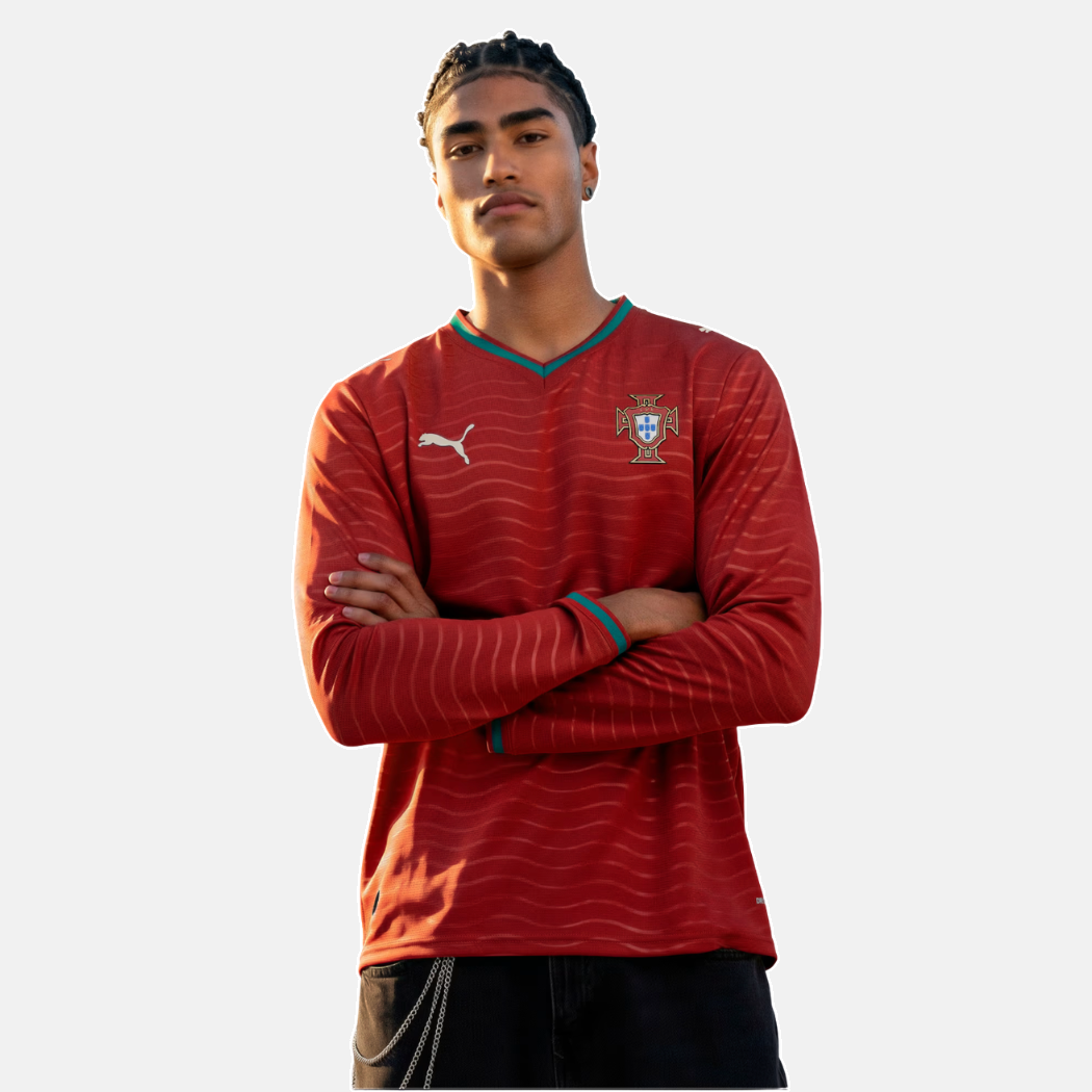 Camisola Seleção Portugal MANGA LONGA principal copa do mundo 2026 vermelha