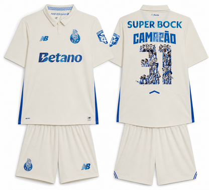 Conjunto infantil CAMPEÕES 31 terceiro equipamento third branco 2025/26 - LANÇAMENTO ALTERNATIVA