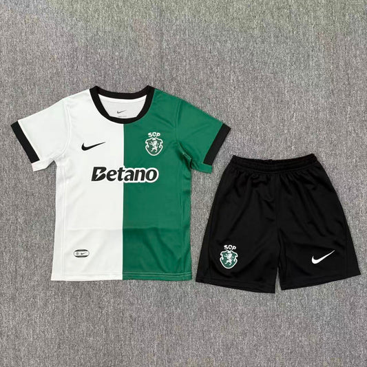 Conjunto infantil STROMP quarto equipamento branco/verde 2025/26