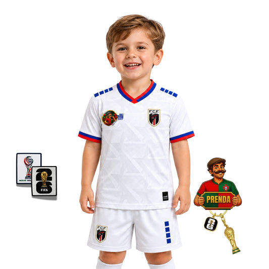 Conjunto Infantil Cabo Verde alternativa Copa do mundo 2026 - branca