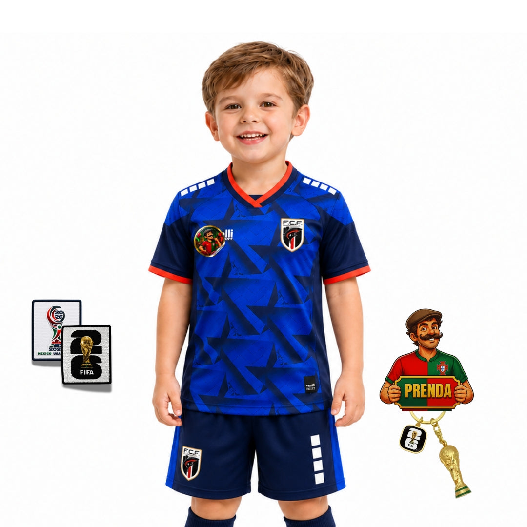 Conjunto Infantil Cabo Verde principal Copa do mundo 2026 - azul