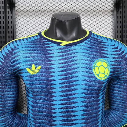 Camisola Seleção do Colômbia MANGA LONGA alternativa azul PLAYER - Copa do Mundo 2026