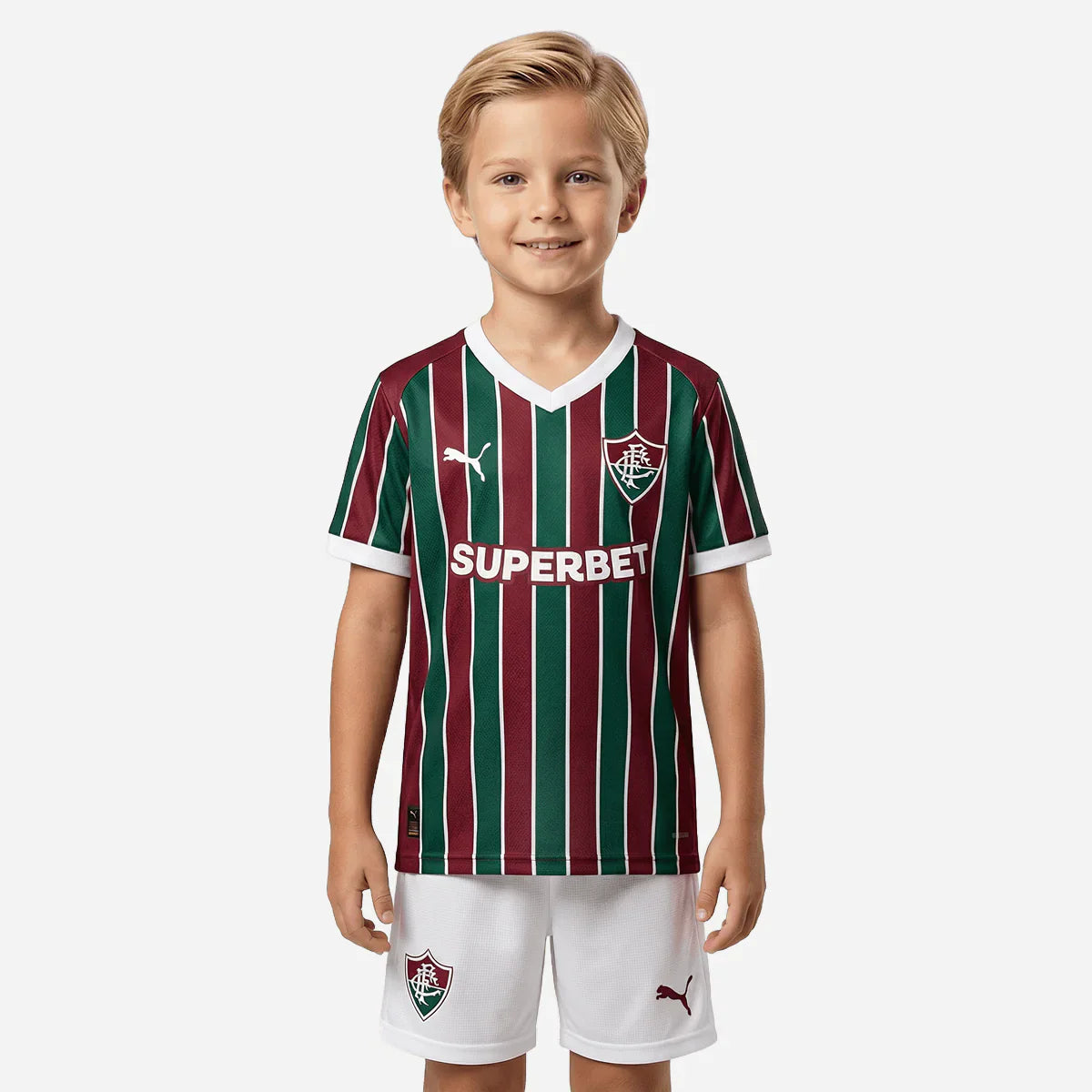 Conjunto Infantil Fluminense home tricolor 2026