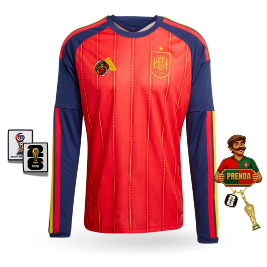 Camisola Seleção da Espanha MANGA LONGA principal vermelha - Copa do Mundo 2026