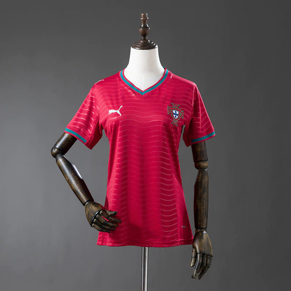 Camisola Feminina Seleção Portugal vermelha principal COPA DO MUNDO 2026
