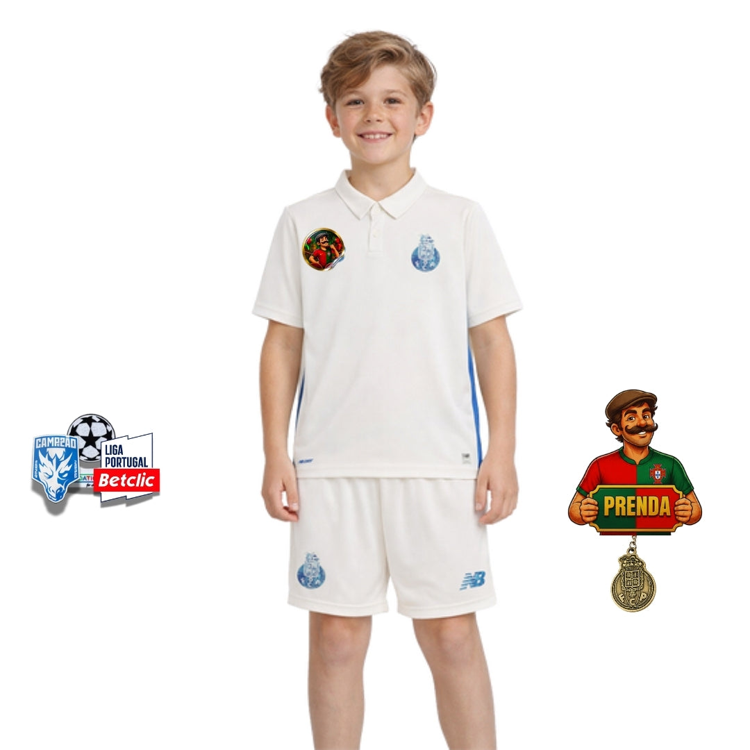 Conjunto infantil CAMPEÕES 31 terceiro equipamento third branco 2025/26 - LANÇAMENTO ALTERNATIVA
