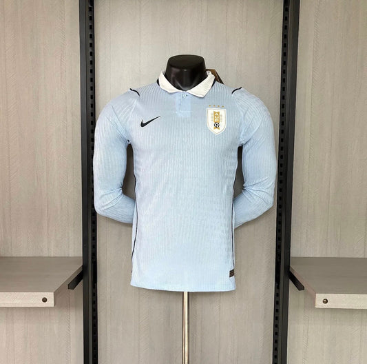 Camisola Seleção do Uruguai MANGA LONGA principal azul PLAYER - Copa do Mundo 2026