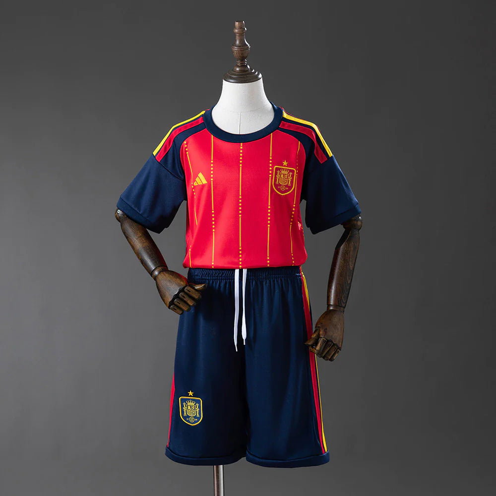 Conjunto infantil Seleção Espanha principal vermelha COPA DO MUNDO 2026