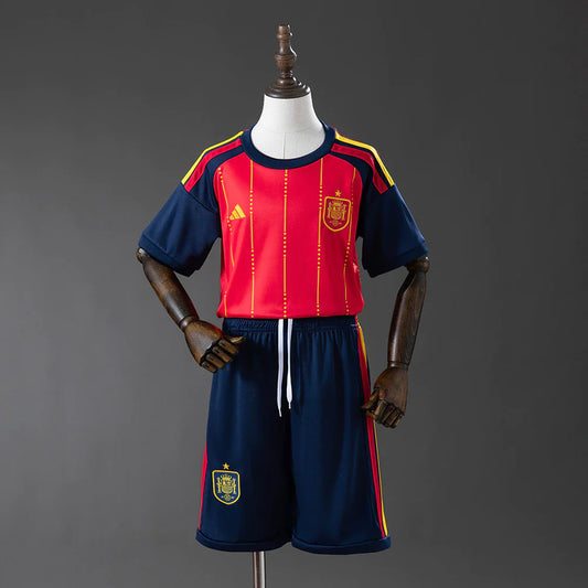 Conjunto infantil Seleção Espanha principal vermelha COPA DO MUNDO 2026