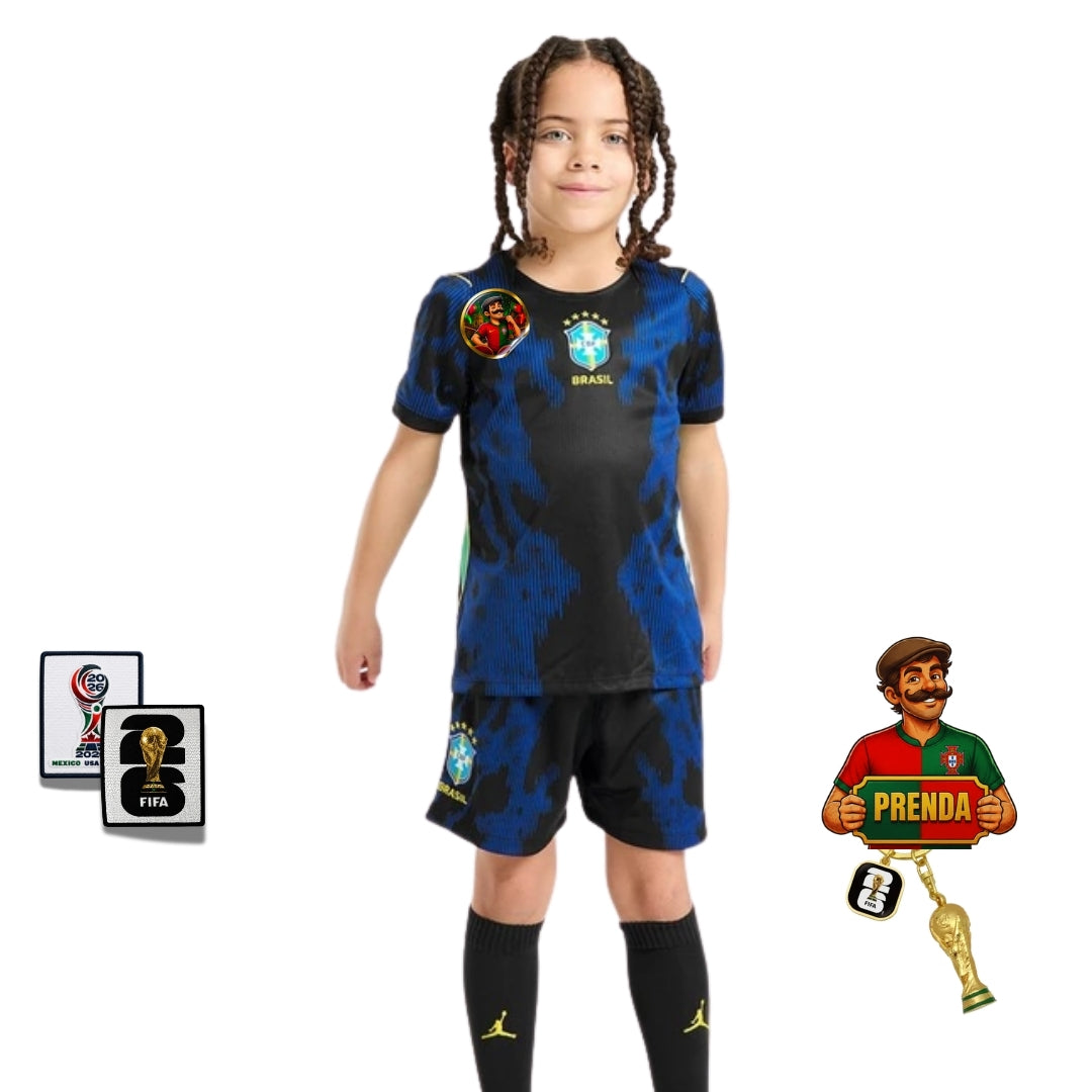 Conjunto Infantil Brasil alternativa Copa do mundo 2026 - azul