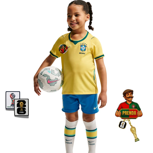 Conjunto Infantil Brasil principal Copa do mundo 2026 - amarela