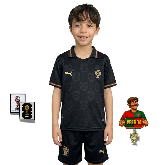 Conjunto infantil Seleção Portugal edição especial pantera negra EUSÉBIO preta 2025/26