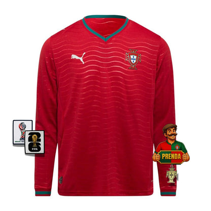Camisola Seleção Portugal MANGA LONGA principal copa do mundo 2026 vermelha