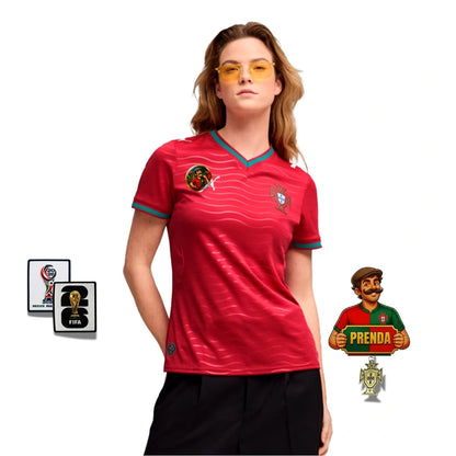 Camisola Feminina Seleção Portugal vermelha principal COPA DO MUNDO 2026