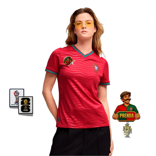Camisola Feminina Seleção Portugal vermelha principal COPA DO MUNDO 2026