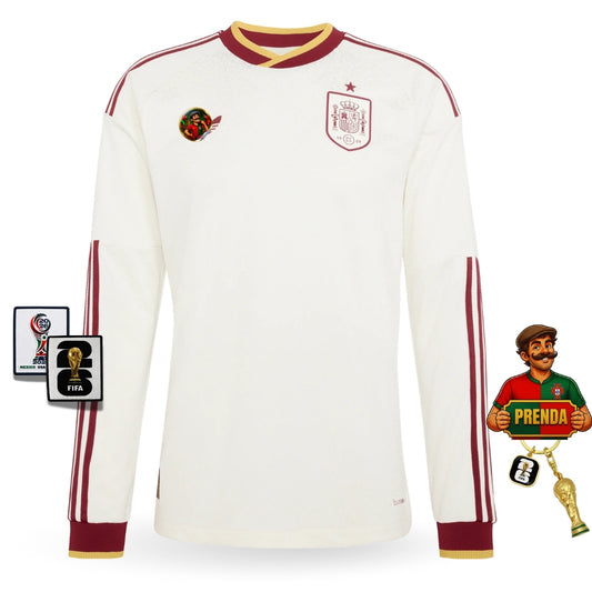 Camisola Seleção da Espanha MANGA LONGA alternativa branca - Copa do Mundo 2026
