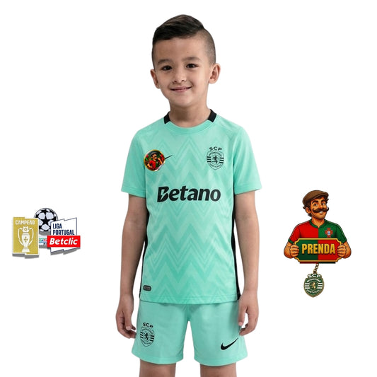 Conjunto infantil COM MEIAS terceiro equipamento verde 2025/26